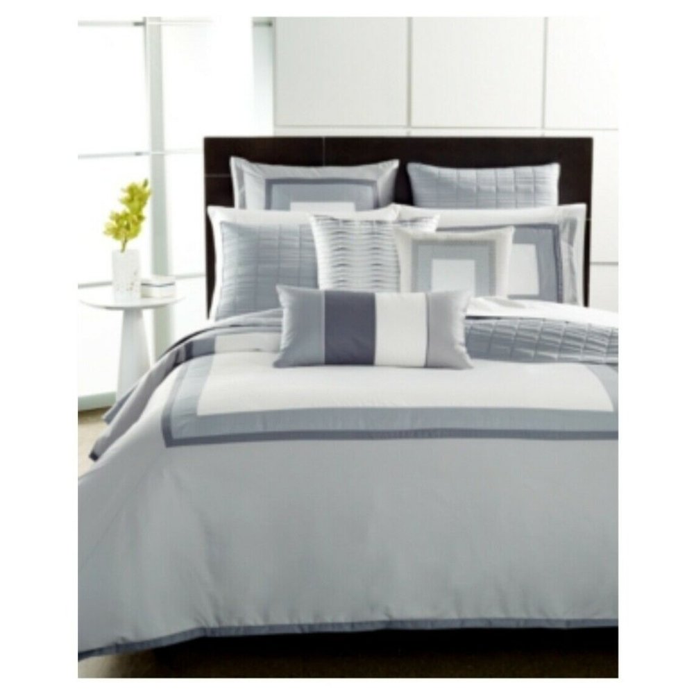 HOTEL COLLECTION MODERN FRAME INDIGO GREY TWIN COM
